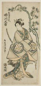 El actor Anegawa Daikichi como Ayame no Mae en la obra "Miyo no Hana Yunzei Kagami", representada en el Teatro Morita en el undécimo mes de 1760. de Torii Kiyomitsu I