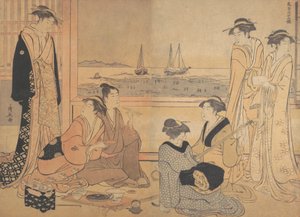Una fiesta de juerguistas en una casa de té en Shinagawa, ca. 1783