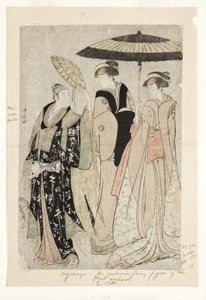 Actores en la obra Oakinai Hiruga kojima, Teatro Nakamura, XI1784, 1784 de Torii Kiyonaga