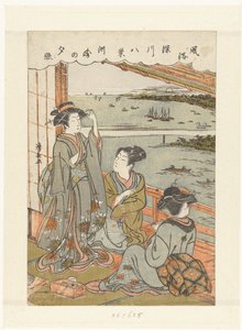 Lluvia vespertina en Susaki Susaki no sekisho (título sobre objeto) Ocho rostros de hábitos y costumbres en Fukagawa (título de la serie) Fuzoku Fukagawa hakkei (título de la serie sobre el objeto) de Torii Kiyonaga