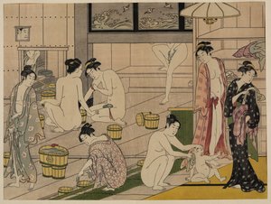 Casa de baños, c.1785 de Torii Kiyonaga