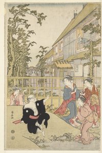 Jugando a la gallina ciega de Torii Kiyonaga