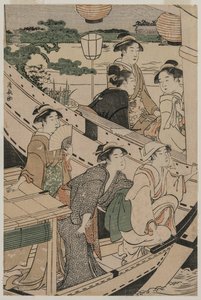 Fiesta en Barco en el Río Sumida de Torii Kiyonaga