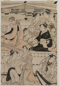 Fiesta en Barco en el Río Sumida de Torii Kiyonaga