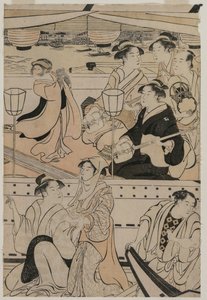 Fiesta en barco en el río Sumida, 1789 de Torii Kiyonaga