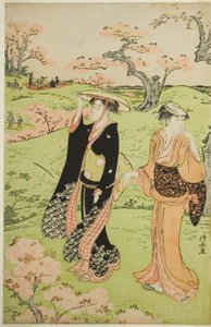 Observación de cerezos en flor en la colina Asuka de Torii Kiyonaga