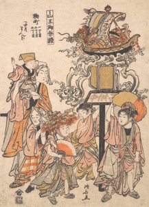 Desfile de Linternas de Niños, Asociación de Bloques Kojimachi 1,2, 3-chome, Festival Sanno, ca. 1780 de Torii Kiyonaga