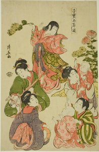 Festival del crisantemo, de la serie "Juegos infantiles preciosos de los cinco festivales (Kodakara gosetsu asobi)" de Torii Kiyonaga