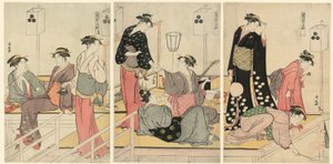 Refrescándose en la Tarde en Shijogawara de Torii Kiyonaga