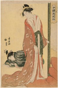 Cortesana yéndose a la cama, de la serie "Diez tipos de bellezas en imágenes (Jittai e-fuzoku)" de Torii Kiyonaga