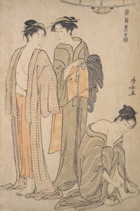 Cortando las uñas de los pies, el aseo después del baño de Torii Kiyonaga