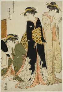 Animadores de Tachibana, de la serie "Una colección de bellezas contemporáneas de los barrios de placer" de Torii Kiyonaga