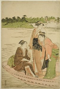 Ferry en el río Rokugo de Torii Kiyonaga