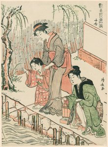 Pesca, de la serie "Un conjunto de diez bellezas en estilos florales (Enshoku hana fuzoku ju awase)" de Torii Kiyonaga