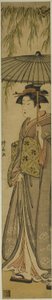 Geisha Llevando una Sombrilla bajo un Árbol de Sauce de Torii Kiyonaga