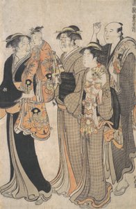 Madre llevando a su niña al Miya Mairi, ca. 1784 de Torii Kiyonaga