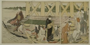 Barcos de placer bajo el puente Azuma, c.1784 de Torii Kiyonaga