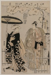 Sawamura Sojuro III and Arashi Murajiro as Kusunoki Masatsura and Koto no Naishi de Torii Kiyonaga