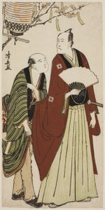 El actor Ichikawa Danjuro V y su asistente, de una serie sin título de grabados que muestran actores en la vida privada de Torii Kiyonaga
