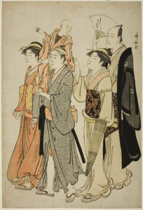 El actor Ichikawa Danjuro V y su familia, de una serie sin título de cuatro impresiones que muestran actores en la vida privada de Torii Kiyonaga