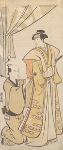 El actor Nakamura Riko I con un asistente, ca. 1784 de Torii Kiyonaga