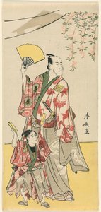 Los actores Ichikawa Danjuro V e Ichikawa Ebizo IV, de un pentaptych de once actores celebrando el festival del santuario de los hermanos Soga de Torii Kiyonaga