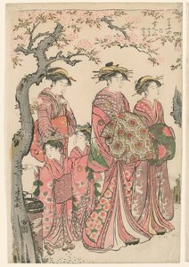 Las cortesanas Senzan, Yasono y Yasoji del Chojiya de Torii Kiyonaga