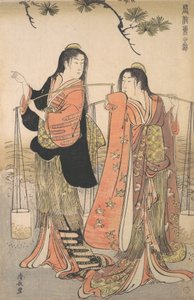 La danza de las doncellas de la playa de la serie Brocado del Este, ca. 1770 de Torii Kiyonaga
