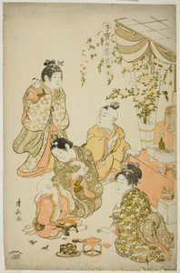 El Festival de las Muñecas, de la serie "Juegos de los Niños Preciosos de los Cinco Festivales (Kodakara gosetsu asobi), c.1801 (xilografía en color) de Torii Kiyonaga