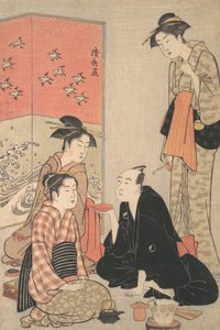 El actor de Kabuki Sawamura Sojuro III y cortesanas