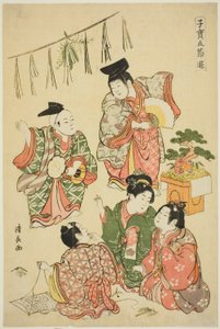 El Festival de Año Nuevo, de la serie "Juegos infantiles preciosos de los cinco festivales (Kodakara gosetsu asobi)"