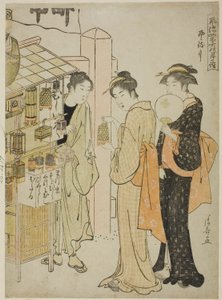 El sexto mes (Kazemachizuki), de la serie "Visitas mensuales de moda a lugares sagrados en las cuatro estaciones (Furyu shiki no tsuki mode)" de Torii Kiyonaga