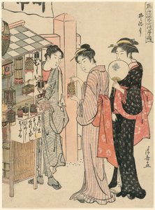 El sexto mes (Kazemachizuki), de la serie "Visitas mensuales de moda a lugares sagrados en las cuatro estaciones (Furyu shiki no tsuki mode)" de Torii Kiyonaga