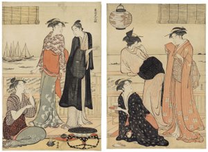 El Sexto Mes, Disfrutando del Frescor de la Tarde en una Casa de Té, de la serie Los Doce Meses en el Barrio del Sur (Minami jūni kō)
