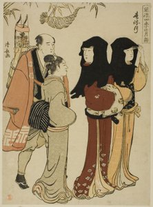 El duodécimo mes (Harumachizuki), de la serie "Visitas mensuales de moda a lugares sagrados en las cuatro estaciones (Furyu shiki no tsuki mode)" de Torii Kiyonaga