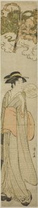Dioses del trueno espiando a una belleza a través de un telescopio de Torii Kiyonaga