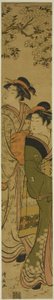 Dos geishas caminando bajo un cerezo de Torii Kiyonaga