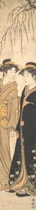 Dos mujeres jóvenes altas caminando de la mano, ca. 1785 de Torii Kiyonaga