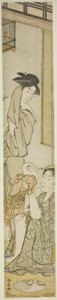 Dos mujeres y un niño después de un baño de Torii Kiyonaga