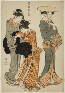 Dos mujeres y una criada, de la serie "Un brocado de modales orientales" de Torii Kiyonaga