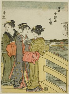 Vista desde el puente Azuma, de la serie "Diez recintos del templo Kinryuzan en Asakusa (Asakusa Kinruzan jikkei)"