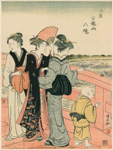 Observando el Festival del Agua desde el Puente Azuma, de la serie "Ocho Distritos del Templo Kinryuzan en Asakusa (Asakusa Kinruzan hakkei)"
