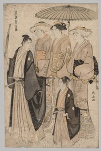 Mujer de Yoshiwara y asistentes, 1752-1815 de Torii Kiyonaga
