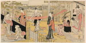 Mujeres lavando ropa de Torii Kiyonaga
