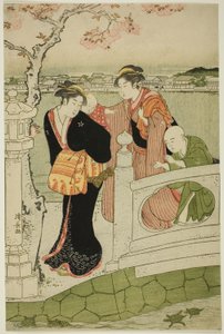 Mujeres y niños en el camino de Shinobazu Pond de Torii Kiyonaga