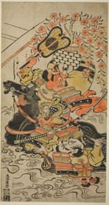 Una batalla en medio del río de Torii Kiyonobu I