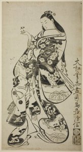 Una Cortesana con su Asistente Infantil de Torii Kiyonobu I