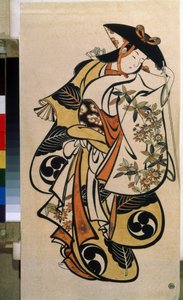Actor masculino interpretando a la mujer. Impresión de Torii Kiyonobu el Viejo (1664-1729) de Torii Kiyonobu I