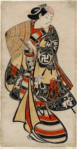 El actor Takii Hannosuke como joven afeminado, c.1707 (xilografía coloreada a mano; tan-e, o-oban vertical) de Torii Kiyonobu I