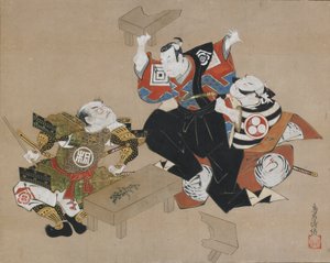 Los actores Ichikawa Danjuro II como Soga no Goro y Ogawa Zengoro como Kudo Suketsune, ca. 1715 de Torii Kiyonobu I